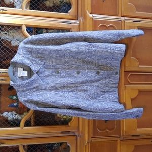 Coldwater Creek Blazer Shirt jacket Blue Print Medium Embroidered